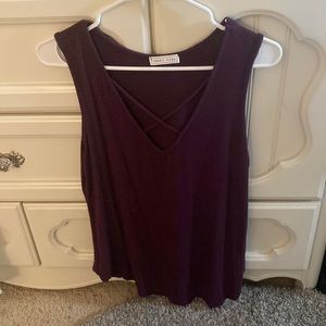 Maroon flowy strap-neck tank tee